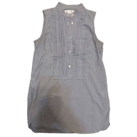 Steven Alan Tops - Steven Alan Uniqlo Light Blue White Pintuck Micro Stripe Sleeveless Shirt XS